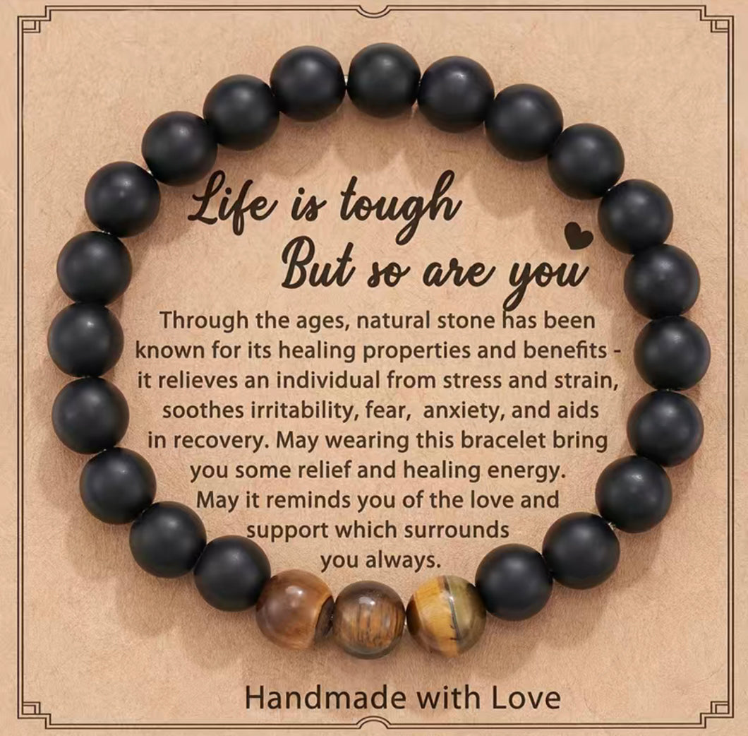 Tigers eye - Life is tough - bracelet