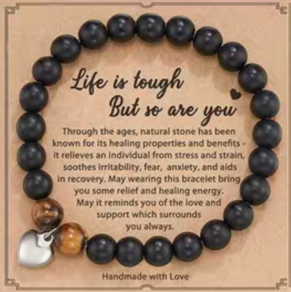 Black Matte “Life is Tough” Bracelet