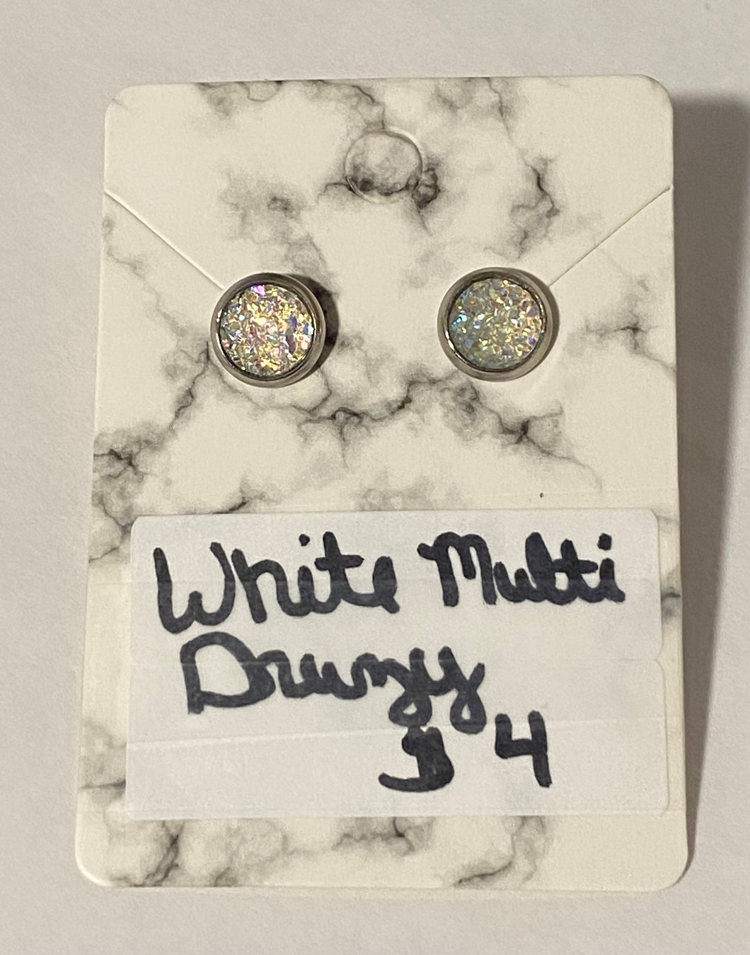 White Multi Druzy earrings