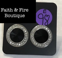 Load image into Gallery viewer, What Should I BLING? - Black Gem - White Rhinestones - Post Earrings
