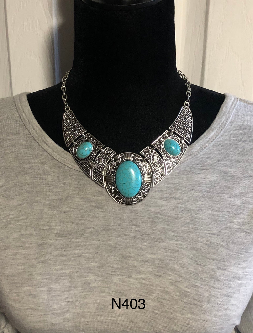 Leave Your LANDMARK - Blue / Turquoise Stones - Silver Necklace