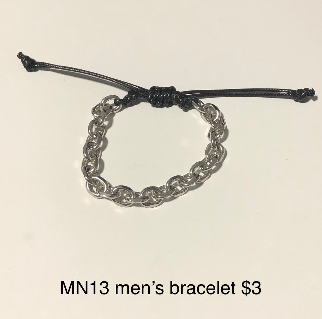 Rumble- Silver Chain and Cord Slide Men's Bracelet