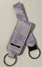 Load image into Gallery viewer, Chapstick holder and key chain - purple tie-dye
