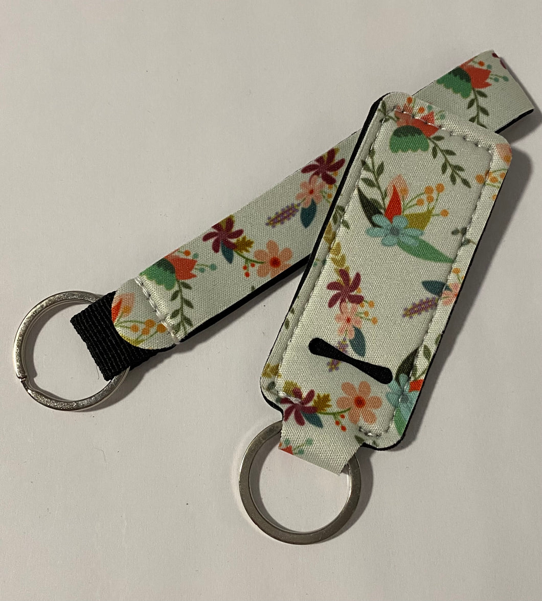 Spring Flowers 💐 Chapstick Keychain Holders with Wristlet Keychain Neoprene Lipstick Sleeve Pouch Lip Balm Portable Pocket Lip