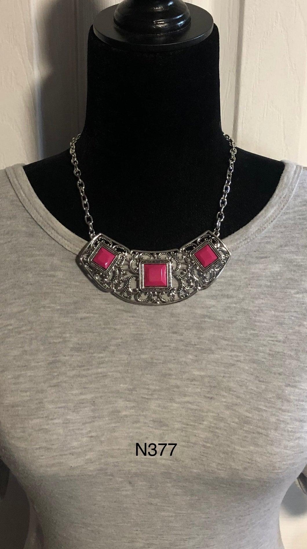 Hot pink and silver Necklace