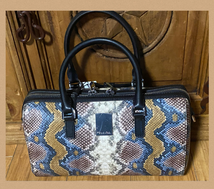 Calvin Klein Tonya Snake Embossed Satchel