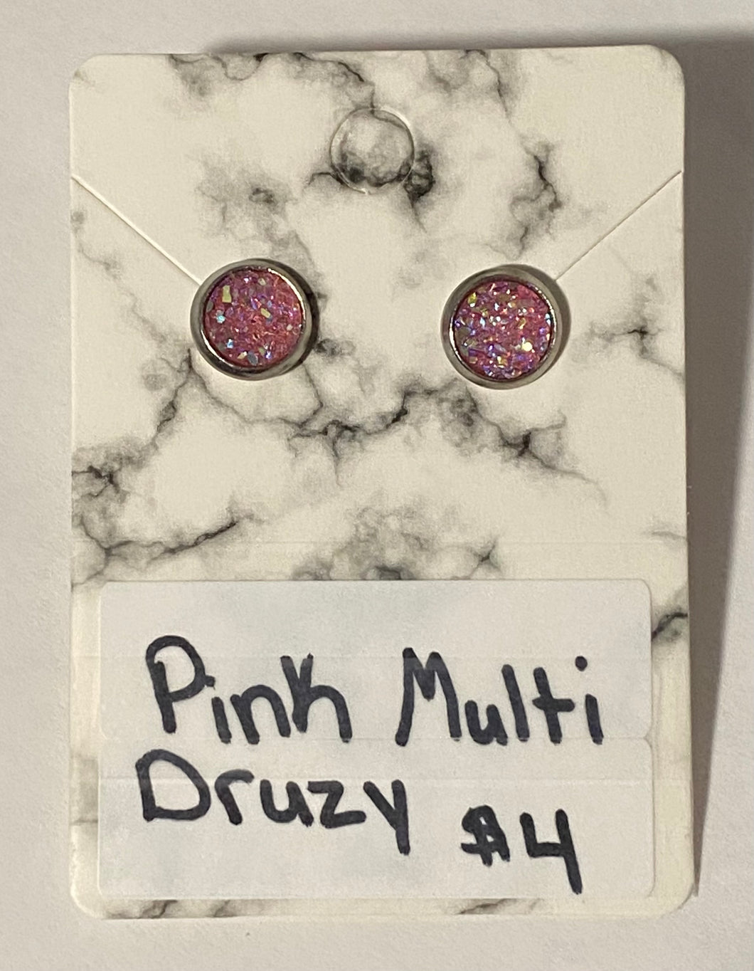 Pink Multi Druzy earrings