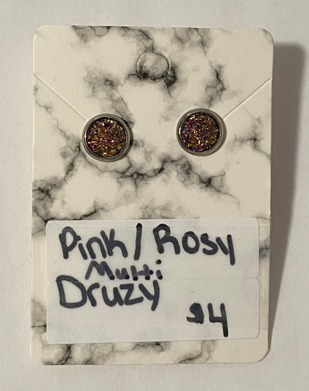 Pink/Rosy Multi Druzy earrings