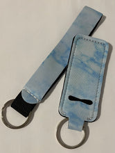 Load image into Gallery viewer, Chapstick holder and keychain- blue tie-dye
