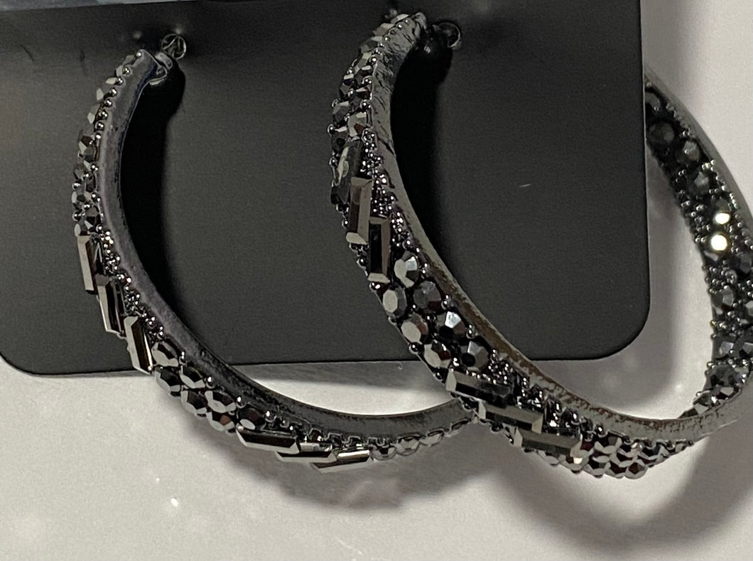 GLITZY By Association Black Blockbuster-Hoop Earring