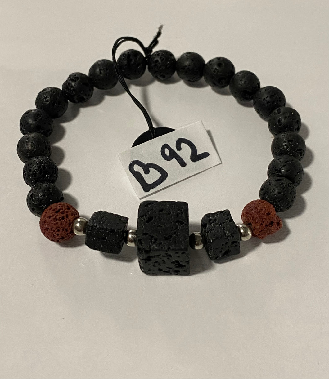 Refreshed and Rested - Brown and Black Lava Rocks - Stretchy Band - Bracelet