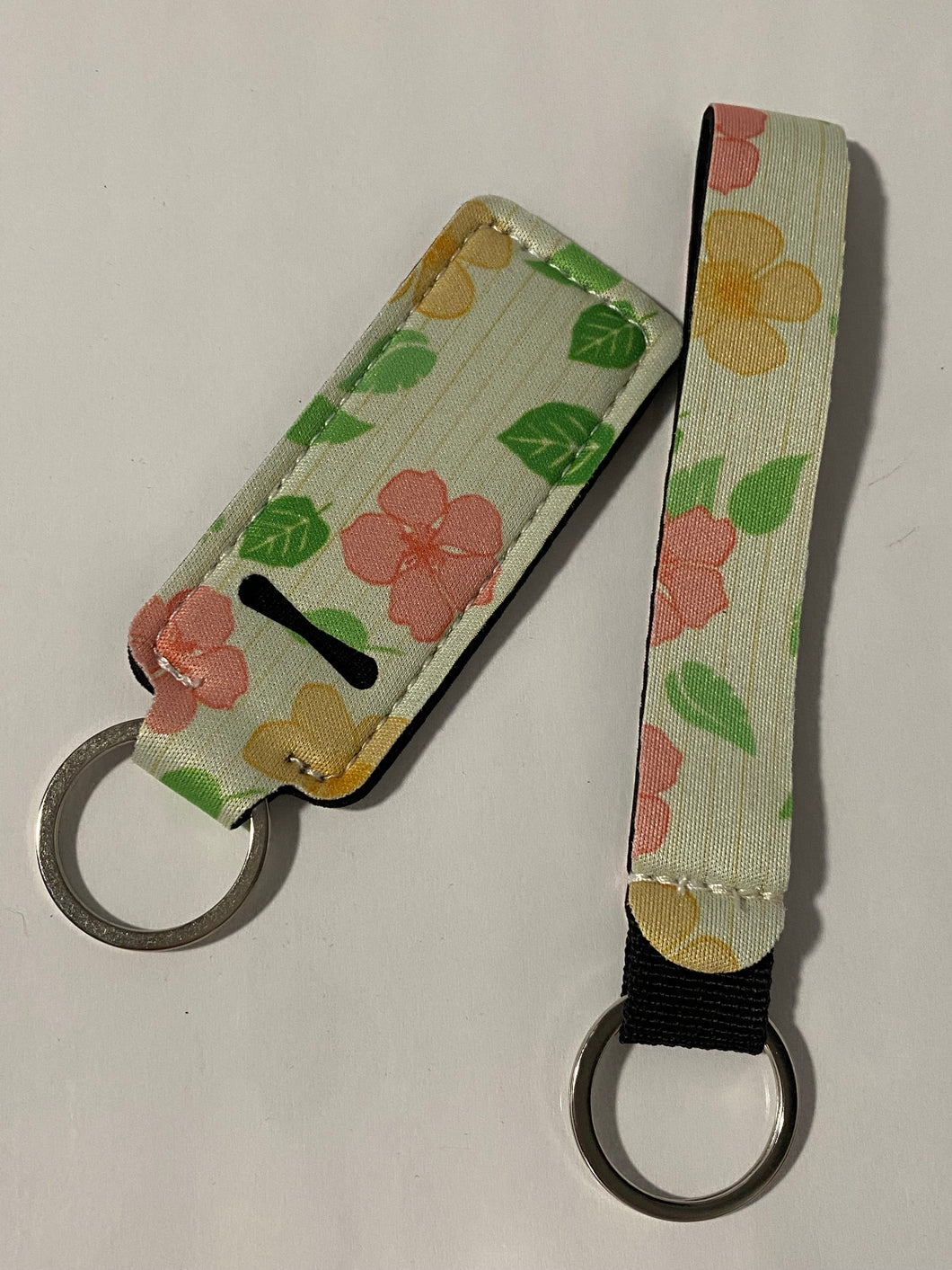 Flowers 🌸 leaves 🍃 Chapstick Keychain Holders with Wristlet Keychain Neoprene Lipstick Sleeve Pouch Lip Balm Portable Pocket Lip