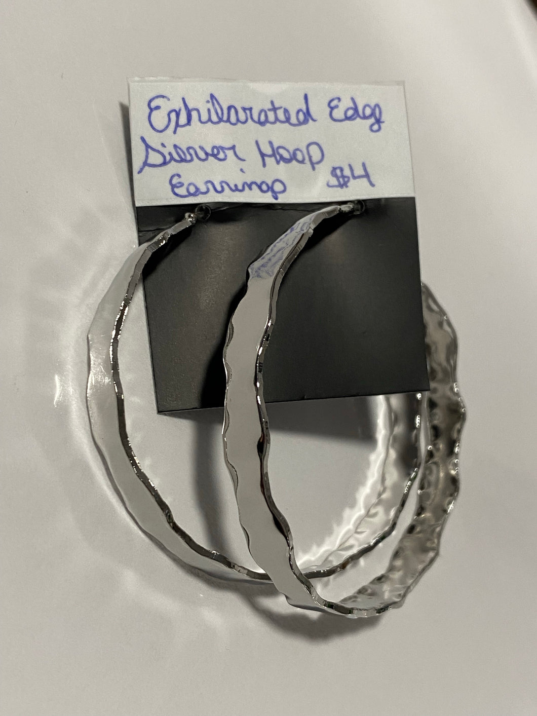 Exhilarated Edge Silver Hoop Earring