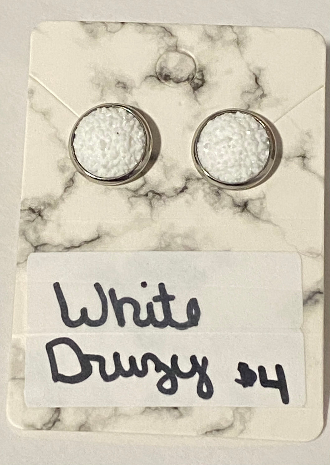 White Druzy earrings