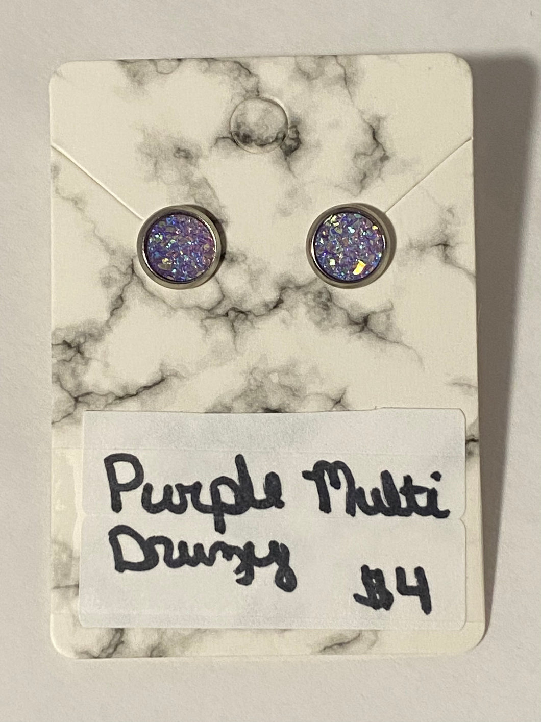 Purple Multi Druzy earrings