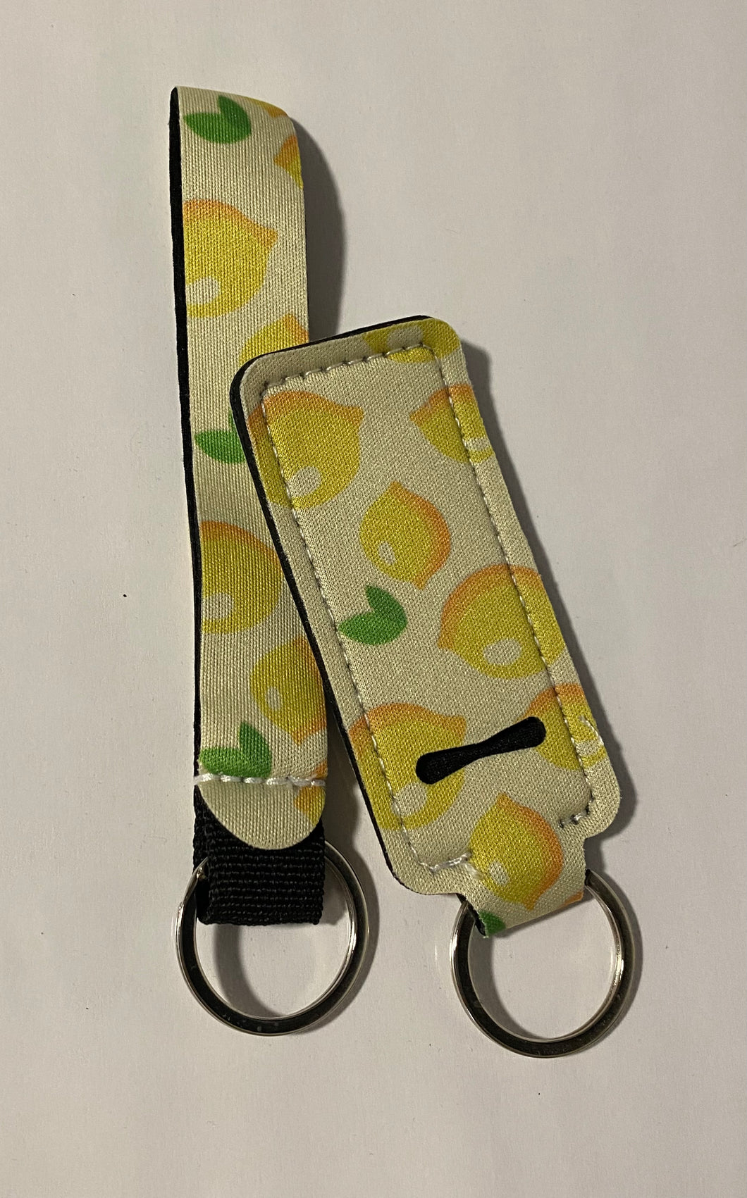 🍋 Chapstick Keychain Holders with Wristlet Keychain Neoprene Lipstick Sleeve Pouch Lip Balm Portable Pocket Lip Lemon