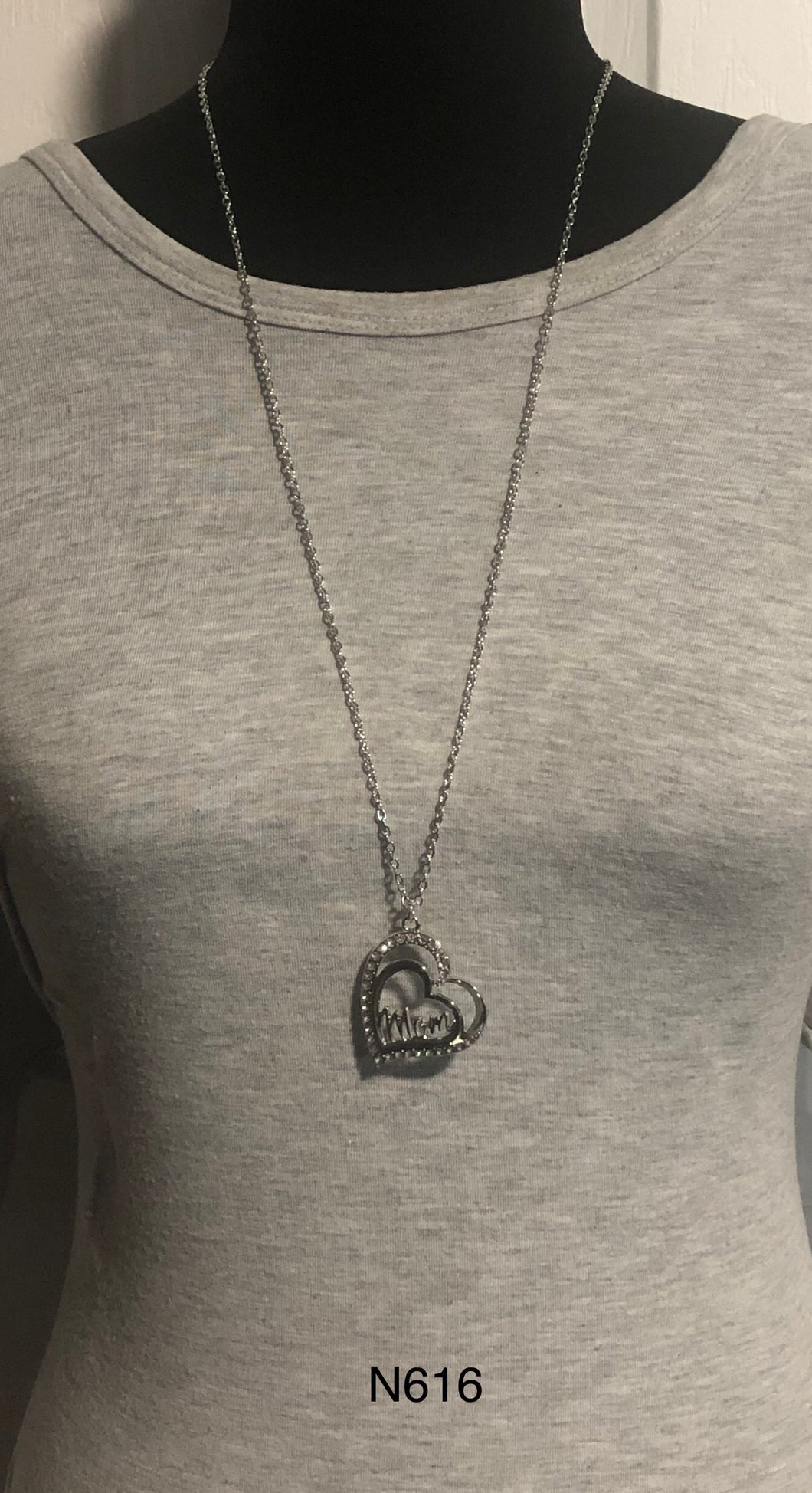 A Mothers Heart - White and Silver Heart Pendant Necklace