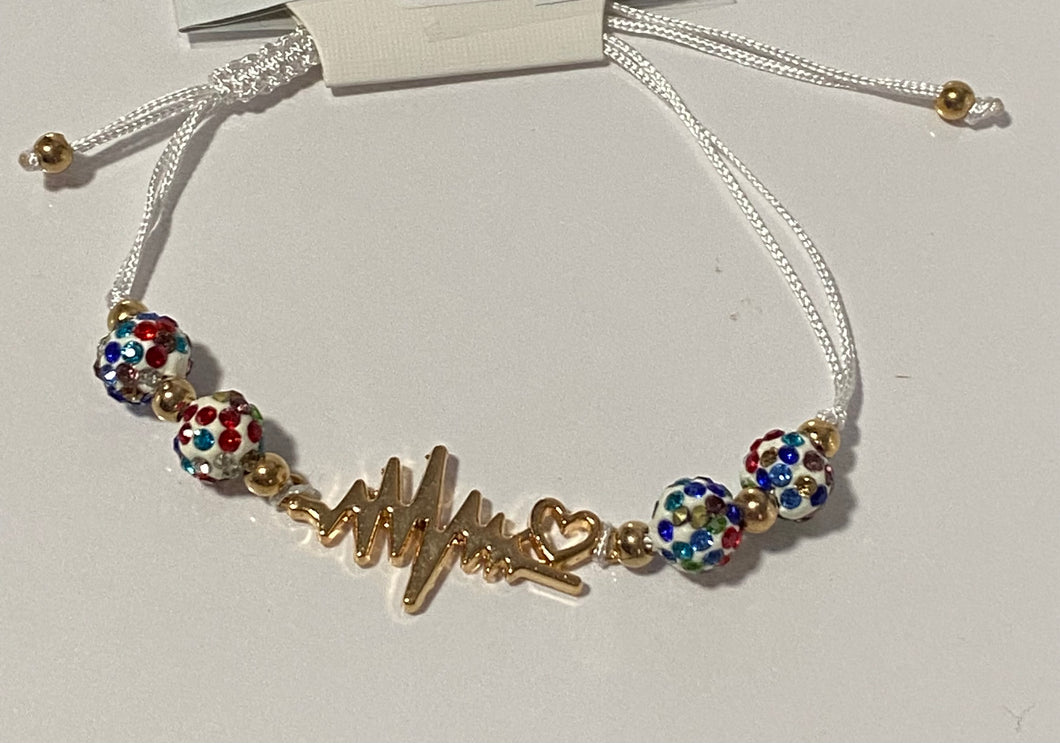 Heartbeat and colorful bead bracelet