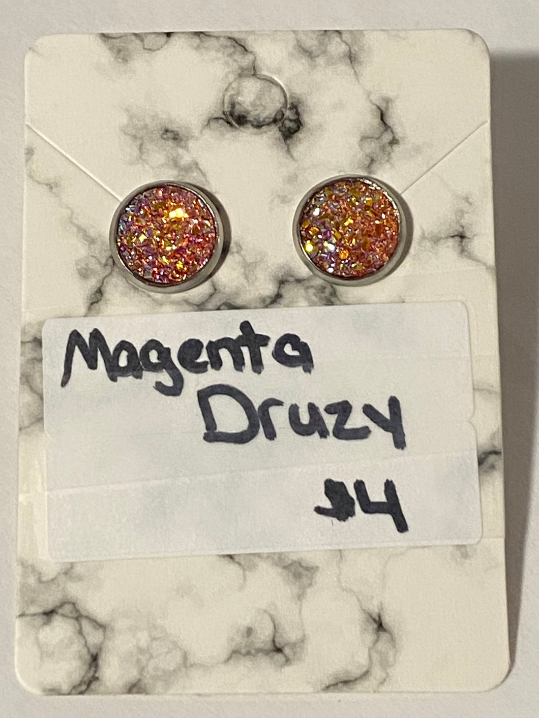 Magenta Druzy earrings