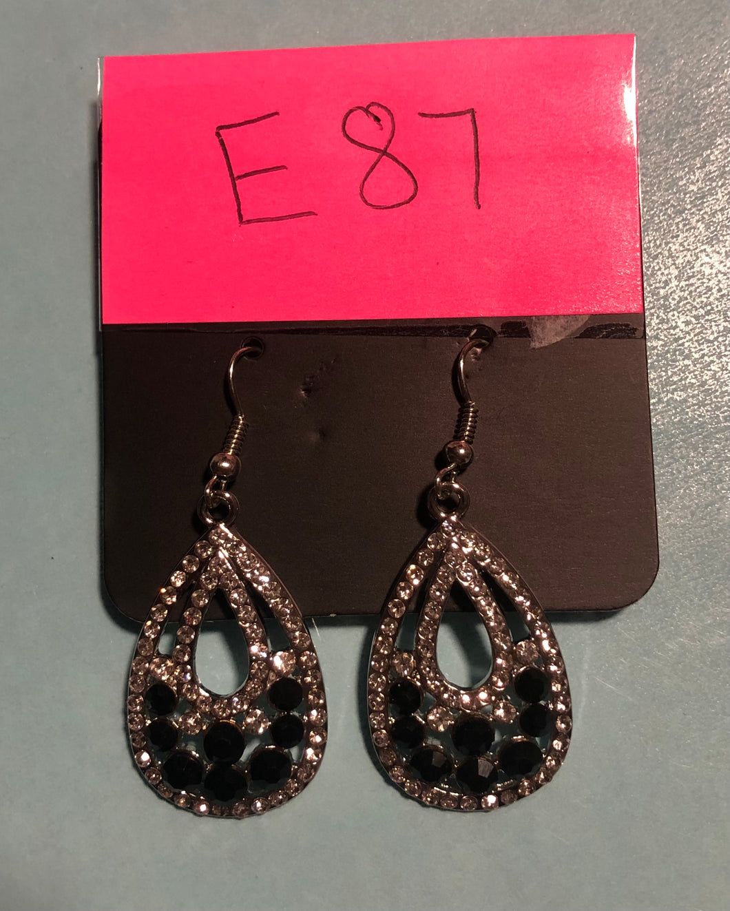 Sparkling Stardom - Black Rhinestone Earrings