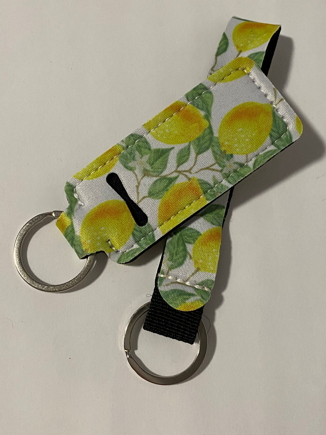 🍋 🌲 lemon tree Chapstick Keychain Holders with Wristlet Keychain Neoprene Lipstick Sleeve Pouch Lip Balm Portable Pocket Lip