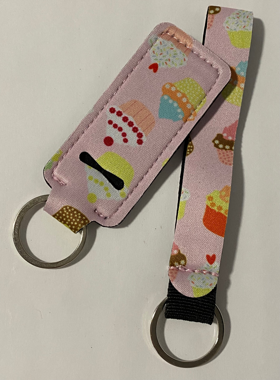 Cupcake 🧁 Chapstick Keychain Holders with Wristlet Keychain Neoprene Lipstick Sleeve Pouch Lip Balm Portable Pocket Lip