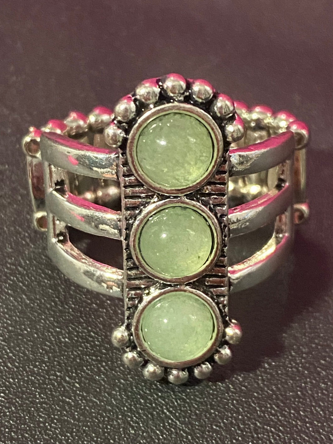 Silver and green moonstone