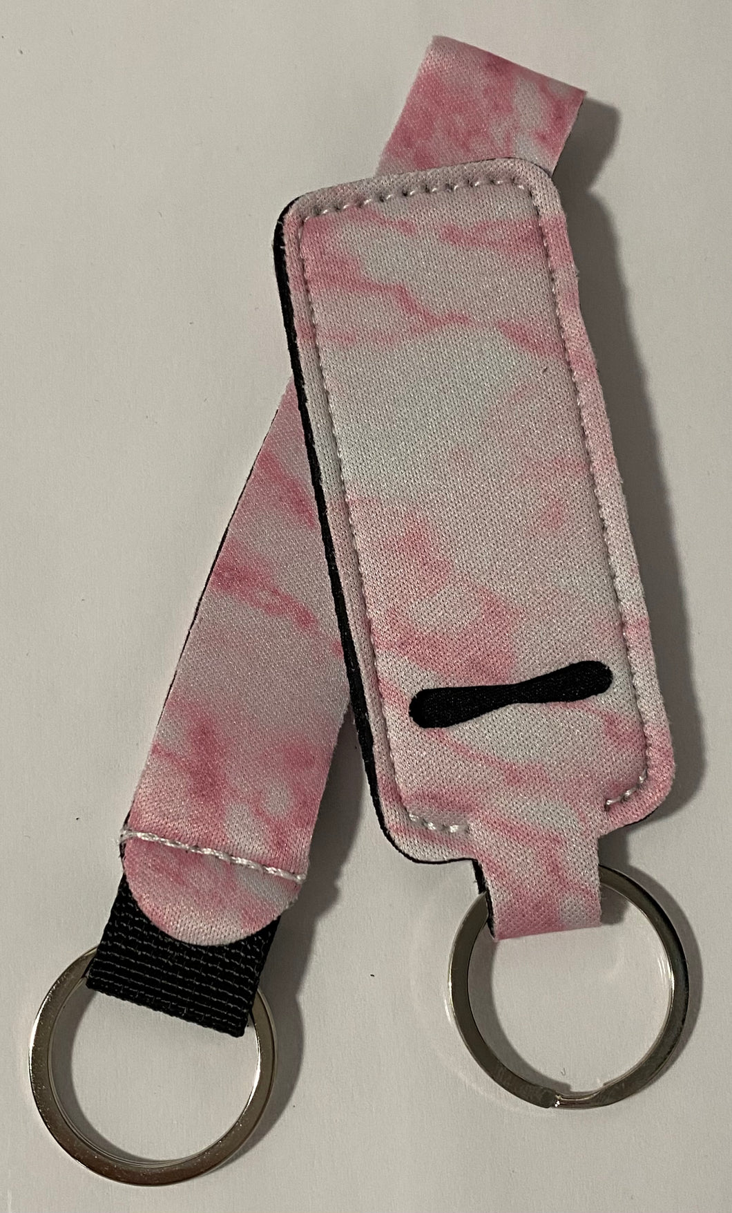 Chapstick holder and keychain- pink tie dye