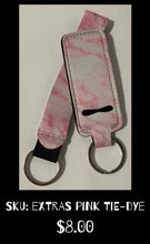 Load image into Gallery viewer, Chapstick holder and keychain- pink tie dye
