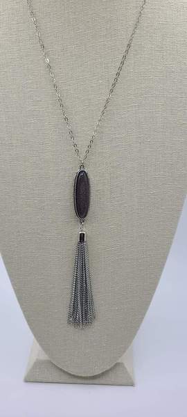 Stay Cool - Silver and Black Necklace