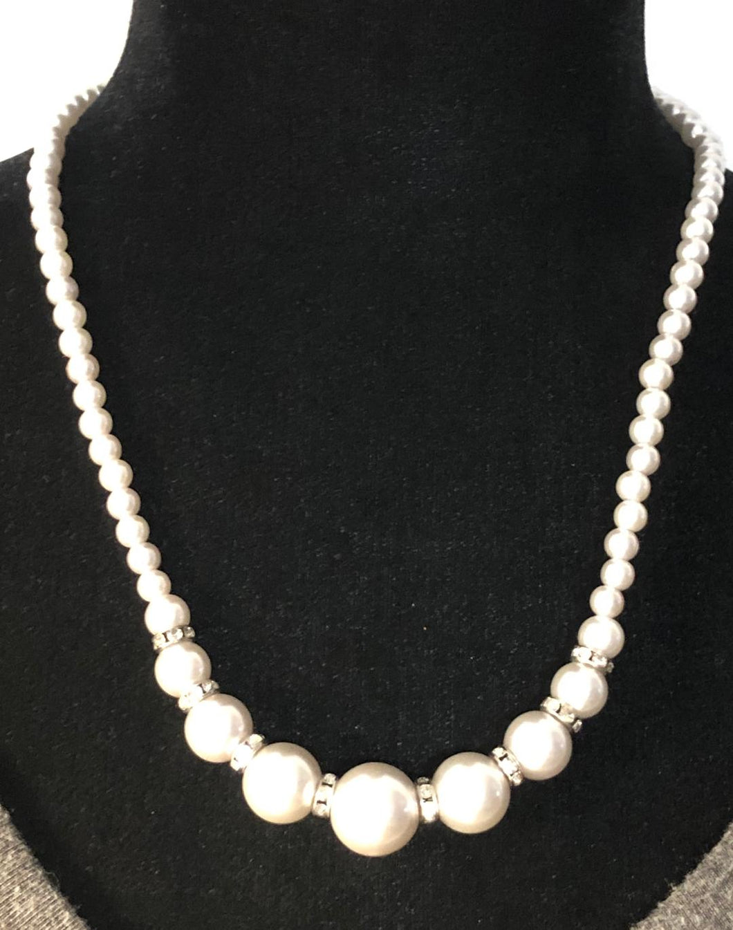 O2- White Pearl Beads and Rhinestones